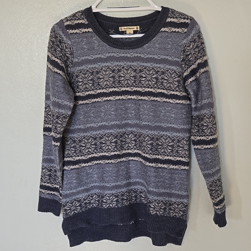 Ruff Hewn x Anthropologie | Blue Wool Blend Snowflake Sweater Size Small
